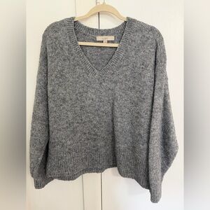 LOFT Heather Gray V-Neck Sweater